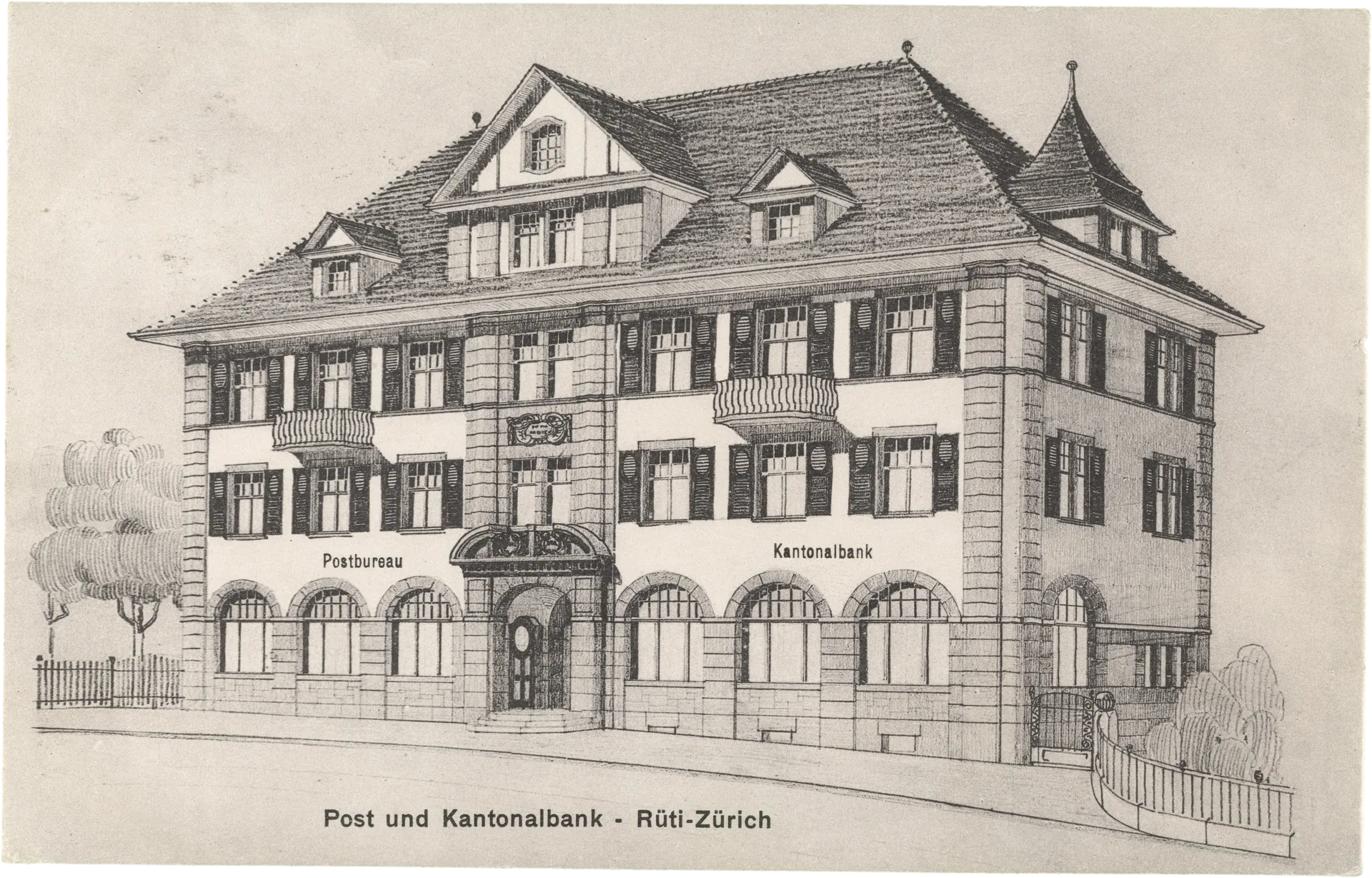 Post und Kantonalbank - Ruti-Zürich – Vorderseite