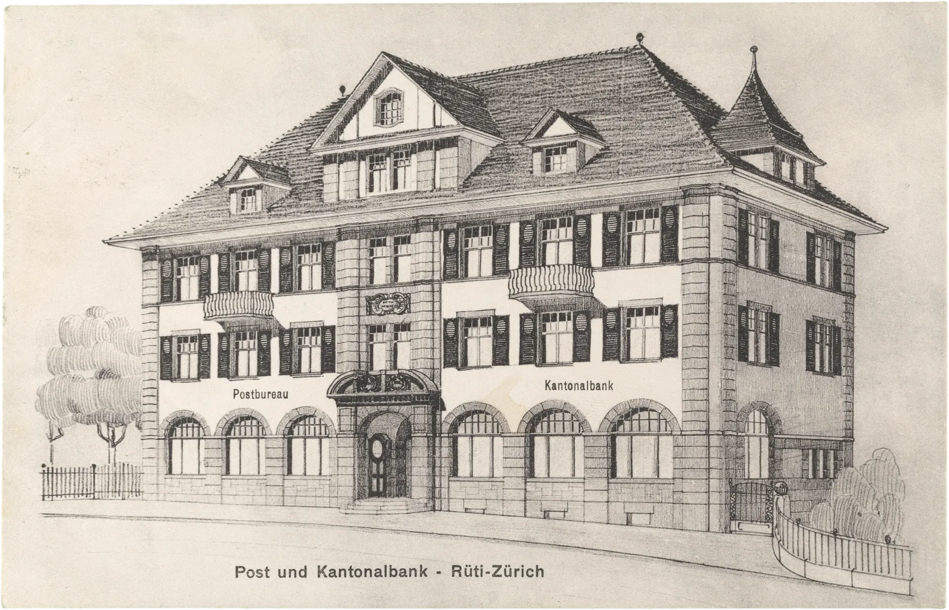 Post und Kantonalbank - Ruti-Zürich – Vorderseite