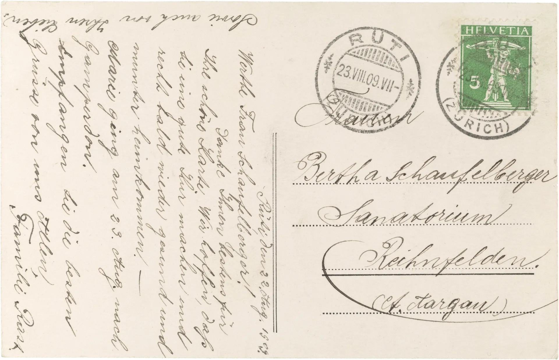 Post und Kantonalbank - Ruti-Zürich – Rückseite
