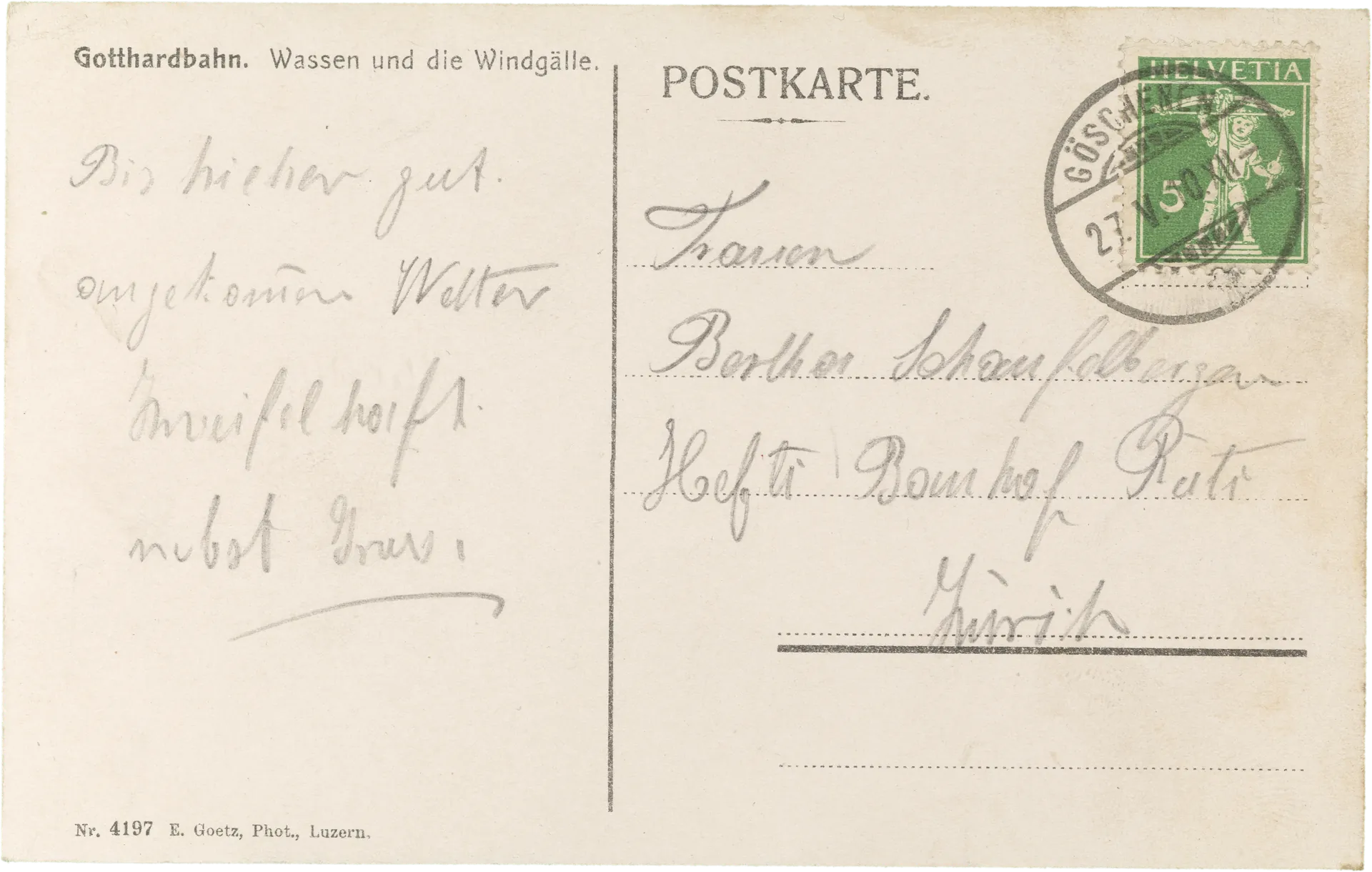 Gotthardbahn. Wassen – Rückseite