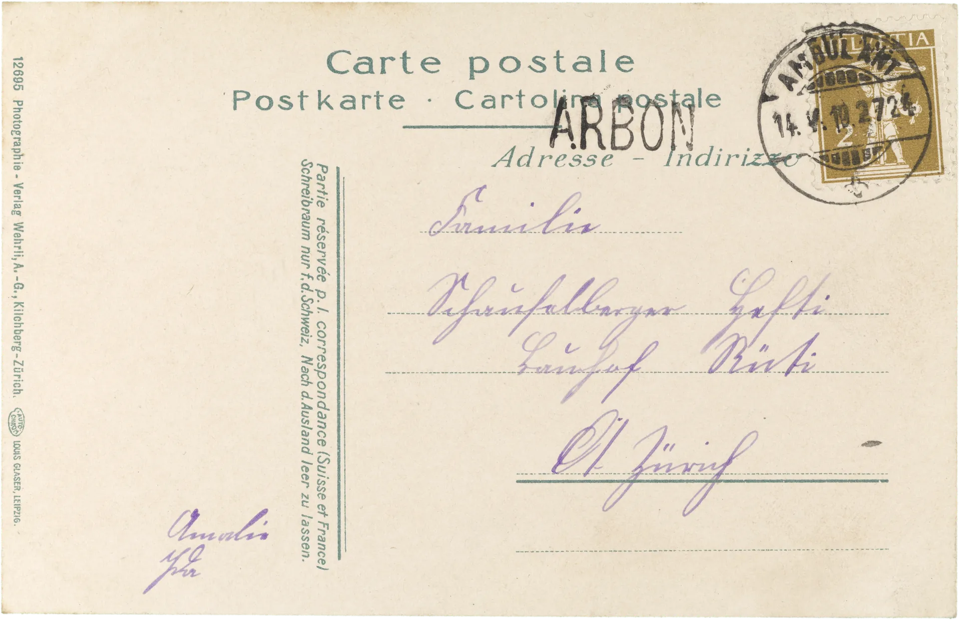 Arbon. – Rückseite