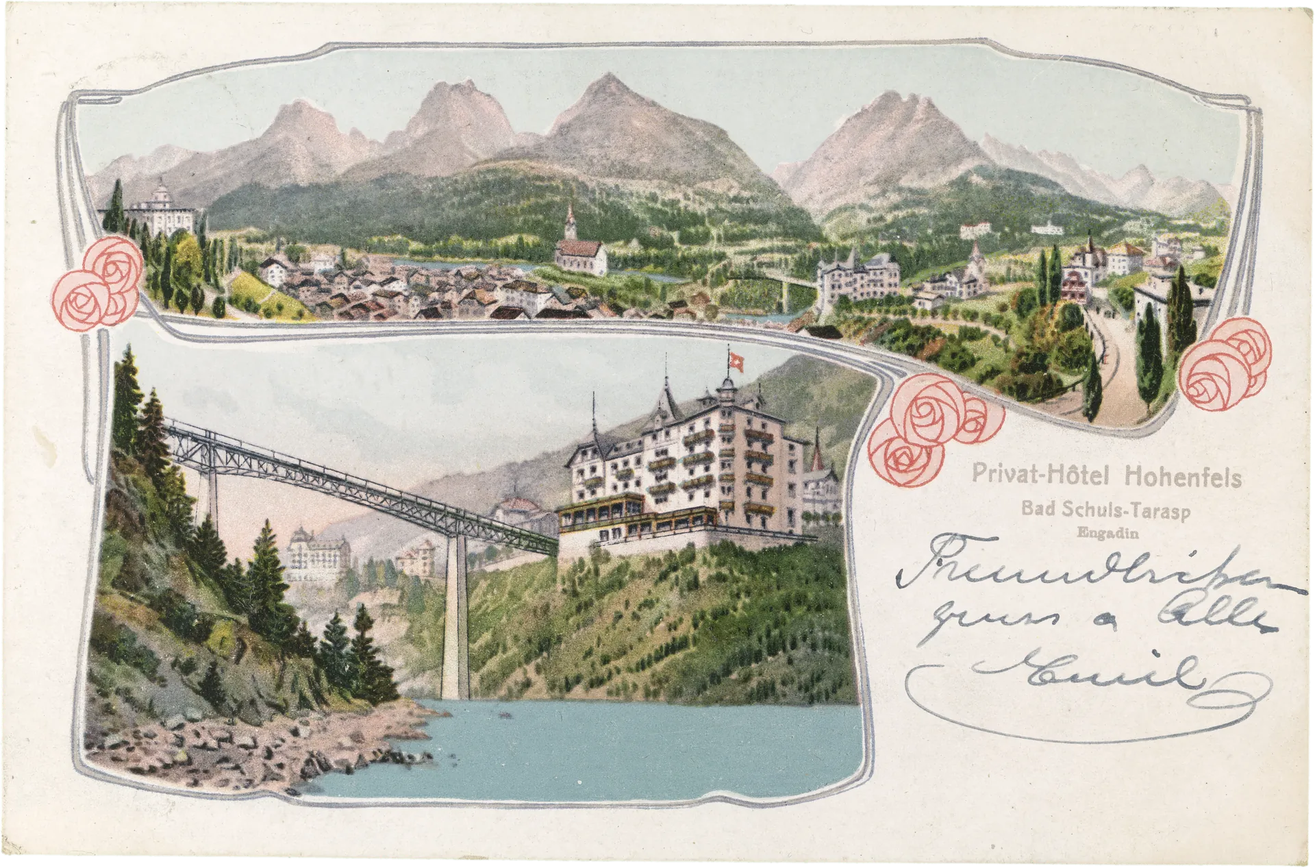 Privat-Hôtel Hohenfels, Bad Schuls-Tarasp Engadin – Vorderseite